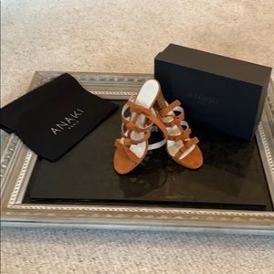 Anaki strappy sandals, rust orange color